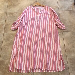 Anthony Richards Pink/White Gold Sparkle Striped 3/4 length Sleeve Dress XL
